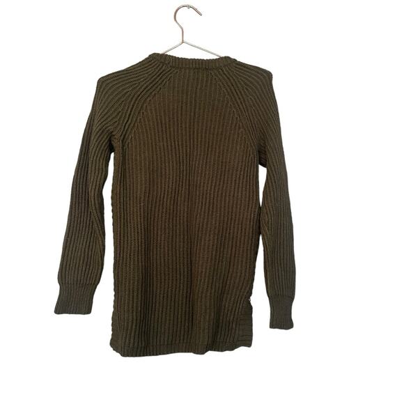 Madewell Ribbed Army Green Crewneck Zipper Hem Sweater - Picture 2 of 7